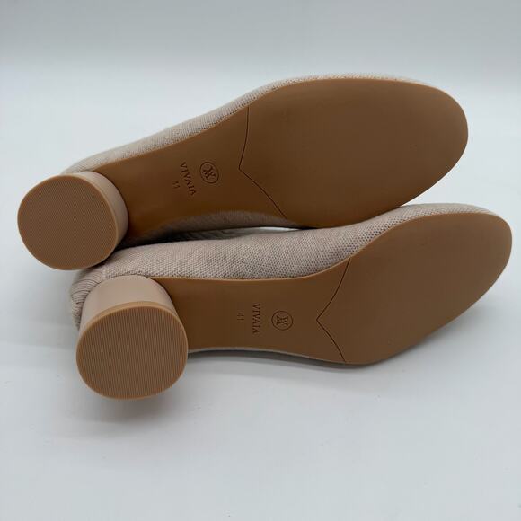 Vivaia Zoe Round Toe Block Heel Old Money Wool Knit Comfort Boots Almond 9.5 - Picture 7 of 9